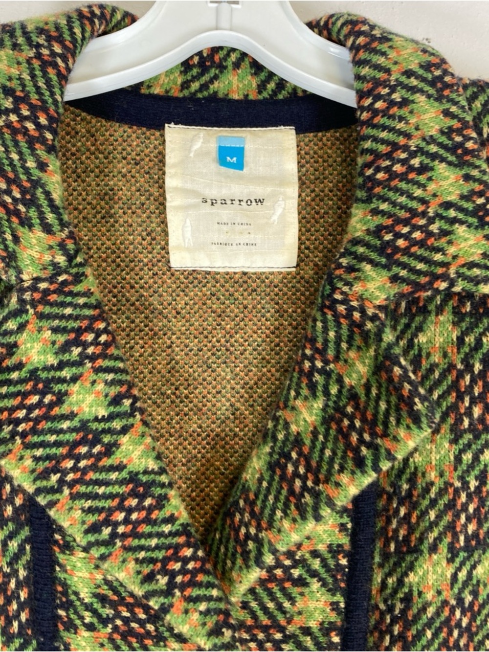 Sparrow Anthropologie Jacket Womens Medium Green Lambswool Cardigan Houndstooth - Picture 3 of 15
